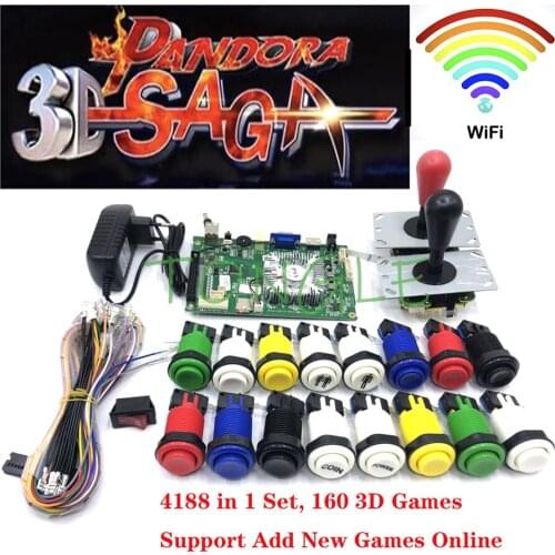 WiFi 4018 upgrad 4188 in 1 Arcade Game Baord Pandora 3d 2 players 5pin Joystick American Happ Style Push Button Retro Part