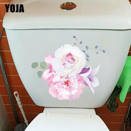 YOJA 22.3CM×19.9CM Beautiful Flower Home Wall Decoration Accessories Fresh Plant Toilet Sticker T1-2533