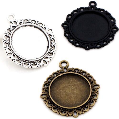 5pcs 20mm Inner Size 3 Colors Classic Style Cabochon Base Setting Charms Pendant
