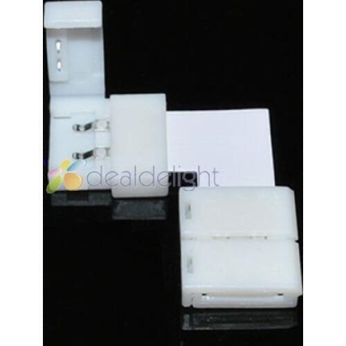 10PCS L Shape 10mm Quick Splitter Right Angle Corner Connector 2-Condusctor for 5050 Single Color LED Strip Light Free Shipping