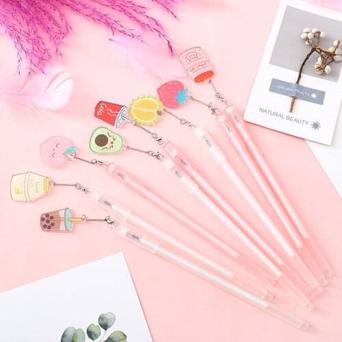 40 pcs/lot Lovely Fruit Pendant Gel Pen Cute 0.5mm black ink Neutral Pen school writing Supplies Promotional Gift