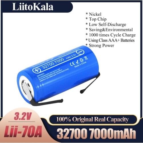 2020 LiitoKala Lii-70A 3.2V 32700 7000mAh LiFePO4 Battery 35A Continuous Discharge Maximum 55A High power battery+Nickel sheets