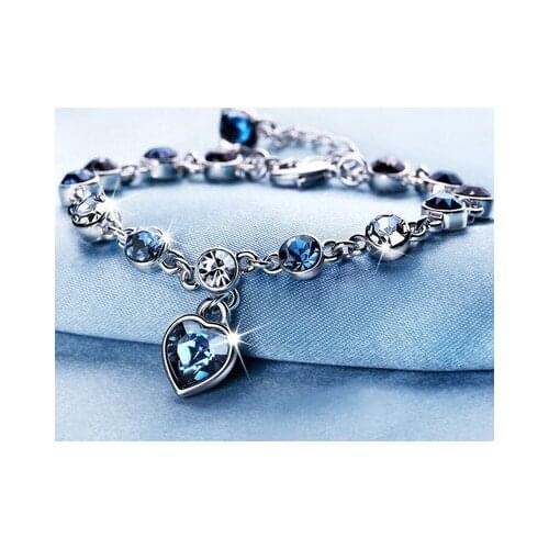 Crystal Bracelet and Ocean Heart-shaped Bracelet Cz Heart Friendship Bracelet Cubic Zirconia Australian Girl of The Women