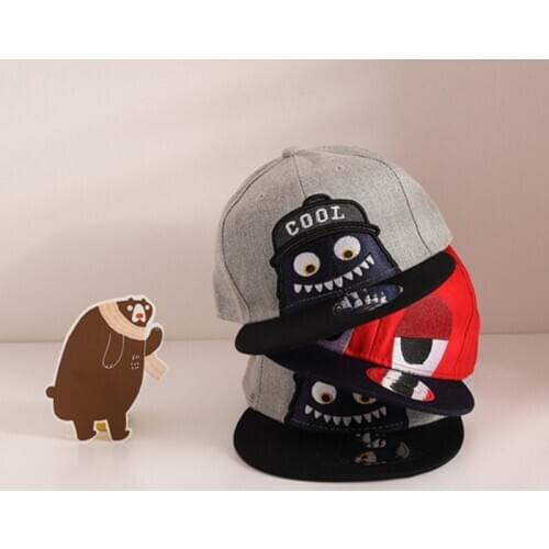 New Korean Children Baseball Cap Fashion Hip Hop Toddler Hats Cartoon Monster Baby Sun Hat Kids Boys Girls Snapback Caps 2-7Y