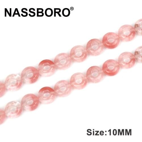 10mm Flat Round Circle Shape Watermelon Crystal Natural Stone Bead Beads For Jewelry Making Bracelet Necklace DIY Oranment