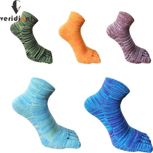 Colorful Pure Cotton Mens Five Finger Socks Street Fashion Bright Color Novelty Short Happy Socks With Toes Vintage Sokken
