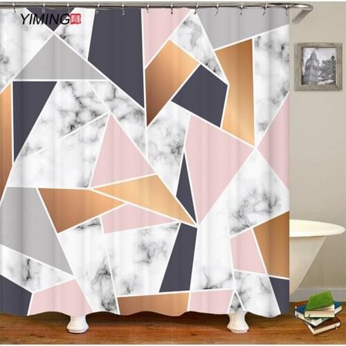 Bathroom Decoration Shower Curtain Polyester Waterproof Curtain Personality Creative Geometric Marble Printing 3D Shower Curtain