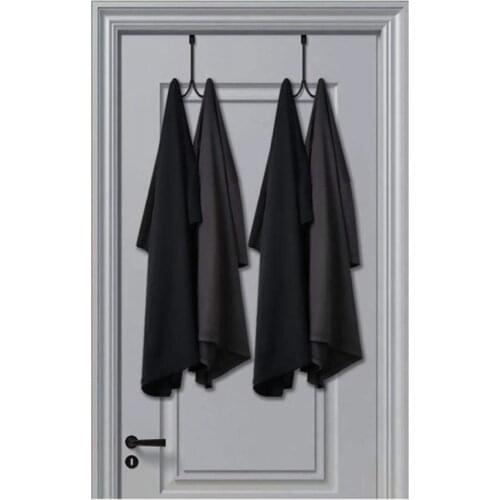 Double Hooks Door Hanger Wrought Iron Nail-free Simple Door Metal Wardrobe Cabinet For Hanging Clothes Coats Home Storage Tool