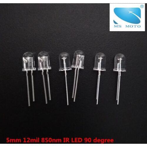 10 pcs/lot 5*8.9mm Short Leg 12mil Infrared IR LED 850nm Invisible Diode Through Hole Led Light Diode 90 degree for 3.6mm lens