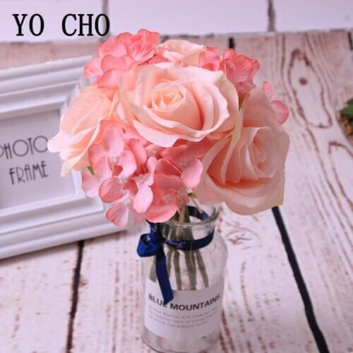 7 Heads Artificial Flannel Roses Hydrangea Flowers Fake Fabric Flores Bouquet Christmas Wedding Arrangement Home Decor Flowers