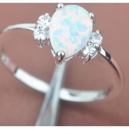 Big Sale White Fire Opal AAA Zirconia For Women Stamped Silver Color Jewelry Rings Size 6 7 8 9 WA031