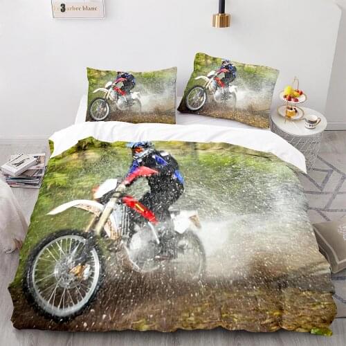 Extreme Sport Off-road Stunt Motorcycle Bedding Set Single Twin Full Queen King Size Bed Set Childrens Bedroom Duvetcover 016