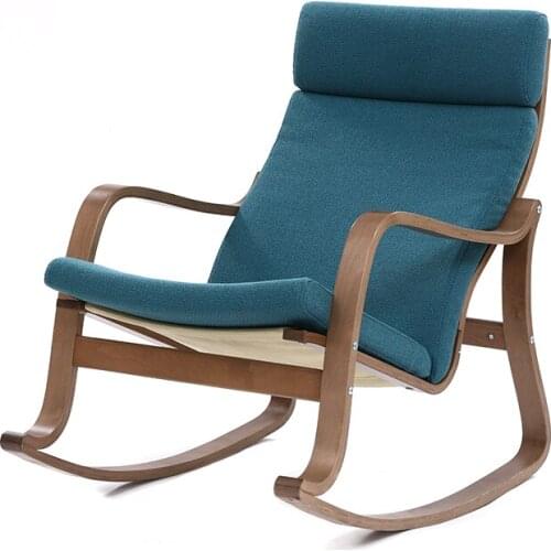 Nordic Rocking chair modern Floor balcony lazy sofa recliner chair Wood material handrail comfortable Creative design