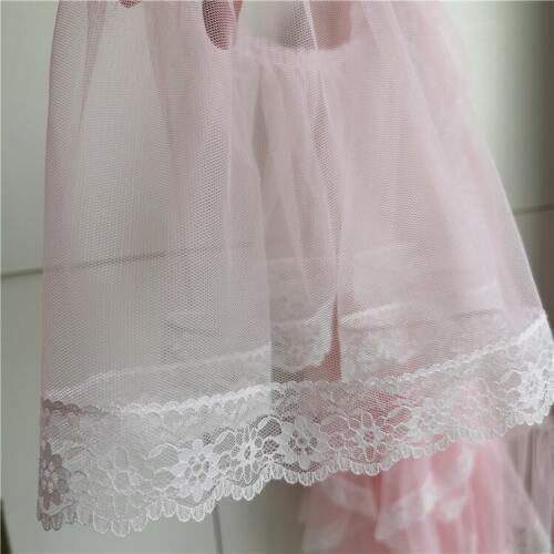 21cm Wide Good Quality Pink Dream Mesh Gauze Tulle Lace Fabric Pleated Skirt Wedding Dress Curtain Edge DIY Accessories