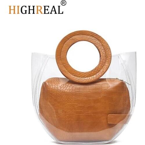 HIGHREAL Summer Fashion Womens Composite Bag Transparent Purse Handbags Female All-match Plastic Bag PVC Clear Pocket