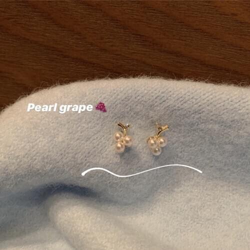 Small Grape Earrings Femininity Fashion Compact And Simple Net Red High-end Earrings Design Earrings S925
