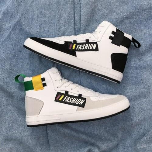 New Trendy All-match High Top Shoes Male Thick Sole White Breathable Outdoor High-top Sports Shoes Mens Sneakers