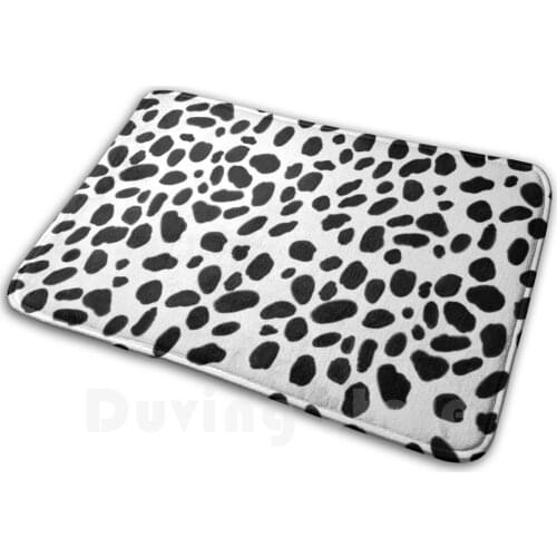 Dalmatian Spots Black And White Print Soft Non-Slip Mat Rug 2221 Carpet Cushion Black And White Spots Polka Dots Dalmatian