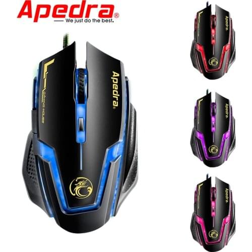 3200 Apedra A9 Ergonomic Backlit Macro Programming USB Wired Optical Gaming Mouse Computer Mouse Breathing Backlight