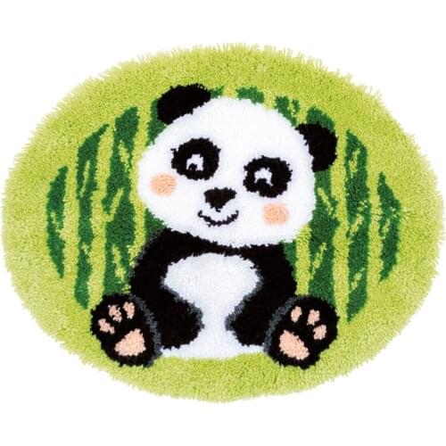 Panda Latch Hook Rug Kits DIY Handmade Shaggy Crocheting Carpet Rug Acrylic Yarn Pre-Printed Canvas Easy to beginner