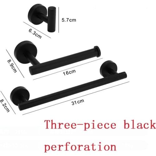 Stainless Steel Bathroom Hardware Set Towel Bar Holder Toilet Paper Holder Bathrobe Hook Black Bathroom Accessories