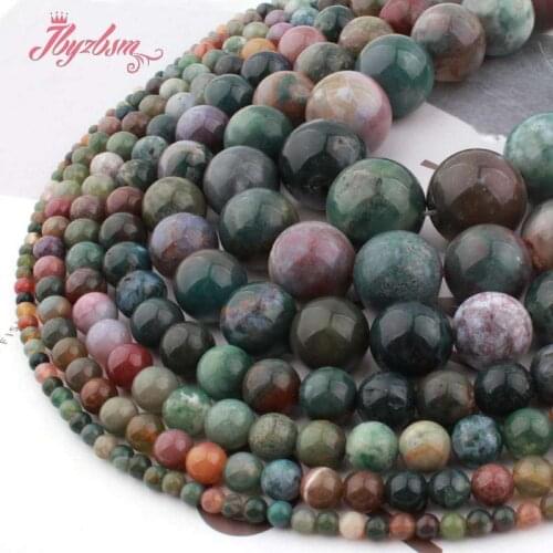 Natural Indian Agates Round Smooth Loose 6/8/10/12MM Stone Beads For Jewelry Making Design or DIY Necklace Bracelet Strand 15"