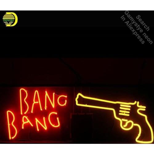 BANG BANG Neon Sign Gun neon bulb Sign Real Glass Tube neon lights Recreation Iconic Sign store Display Advertise personalized