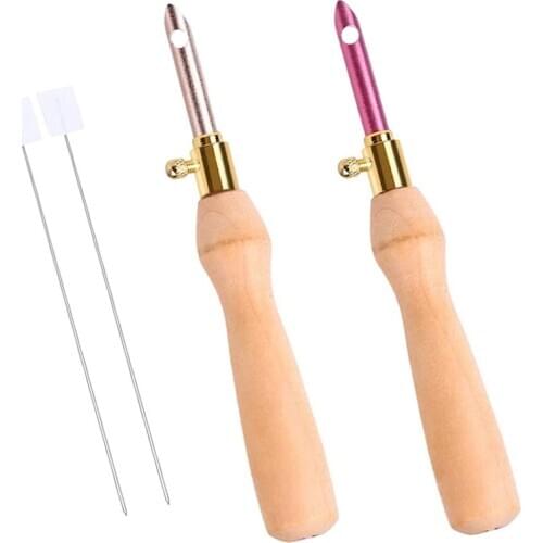Nonvor Knitting Embroidery Pen Punch Needle Wooden Handle Weaving Sewing Felting Craft Threader Set DIY Tool Sewing Accessories