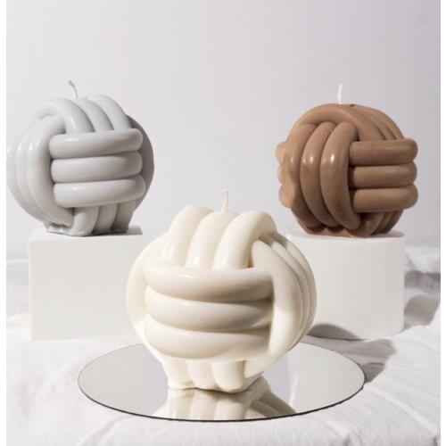 New Knotted 3d Wool Ball Candle Mold,RubikS Cube Ball,Scented Candle,Silicone Mold With 3-Lines Of Knotted Wool Ball JU0244