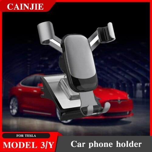 New 2021 For Tesla Model 3 Y Car Accessories Mount Fixed Clip Safety Cell Phone Holder Stand Model Three Interior