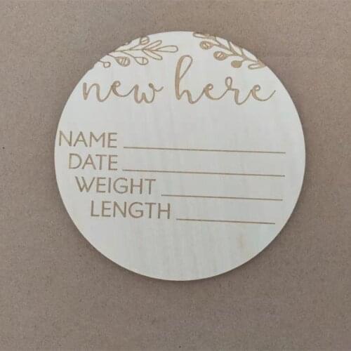 2pcs New Born Baby first Milestone Moments Cards Birth Announcement Keepsake New Here Wood sign Photo Prop