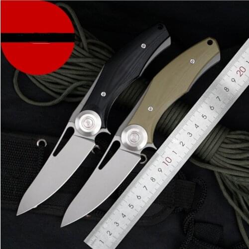New Outdoor multifunctional jungle survival Folding Knife D2 Blade steel+G10 Handle military tactical Hunting pocket knife EDC