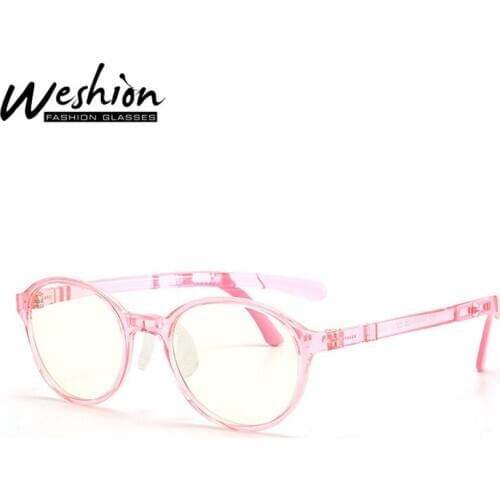 2021 Teens Anti Blue Light Glasses Boys Girls Goggles Silicone TR90 Adjustable Arm Round Anti Reflective Cellphone Glasses UV400