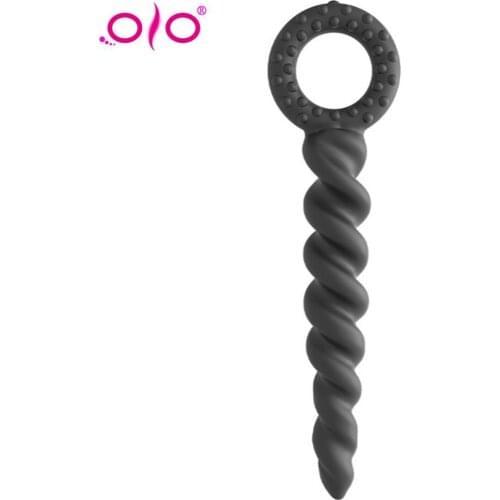 OLO Soft Silicone Spiral Anal Plug Beads Anal Balls G-spot Anal Plug Prostate Massage Butt Plug Sex Toys for Woman Men Gay