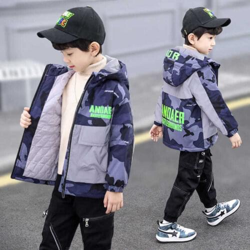 Autumn Winter Children Outerwear Coat Sporty Waterproof Windproof Thicken Cashmere Hooded Jacket For Boy Kids clothes Boy Jacket