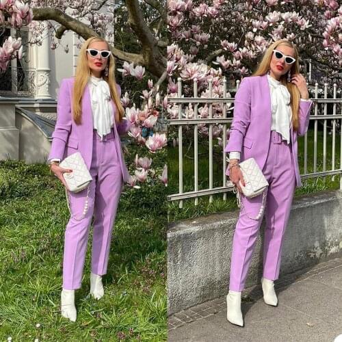 Fashiom Women Blazer Loose Custom Made Pocket Jacket Wide Legs Pants Sexy V Neck Office Lady Party Prom Streetwear Business Suit