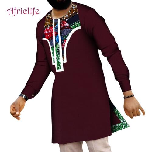 African Dresses for Men Clothing Spring Autumn Bazin O-neck Full Sleeve Mens Shirts Male Traditional Ethnic Tops Outfit WYN1632
