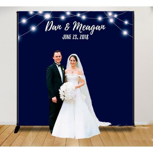 Custom Step And Repeat Navy Blue Light Wall background High quality Computer print wedding photo backdrop