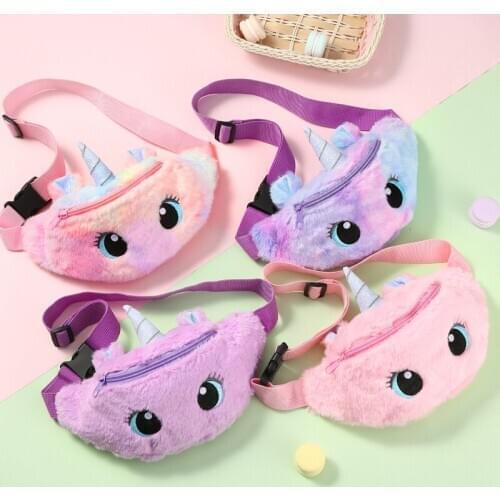 Unicorn Waist Packs Girls Plush Waist Bag Women Belt Bag Travel Phone Pouch Chest Bag Corduroy Pack