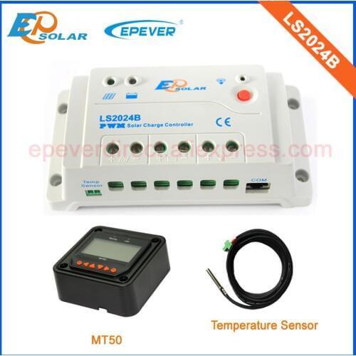PWM EPEVER 20A 20amp LS2024B with black MT50 remote meter and temperature sensor 12v 24v zuto work