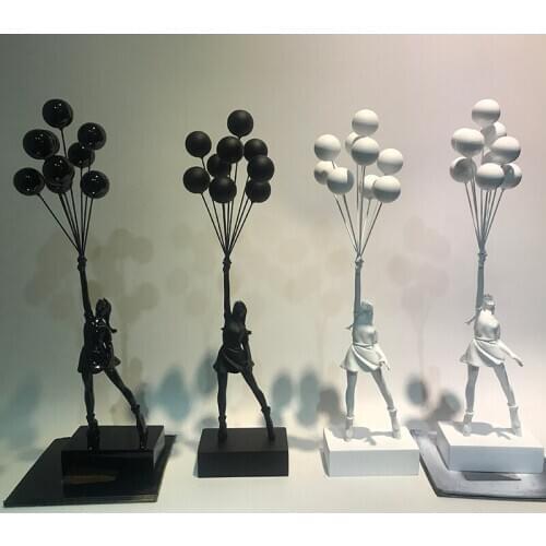 Nordic luxury balloon girl statue decoration flying balloon girl art sculpture resin craft home decoration Christmas gift 57cm