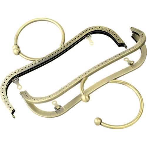 Vintage Bronze Tone Coins Purse Clutch Lock Arc Frame Kiss Clasp Handle 22x14.5cm