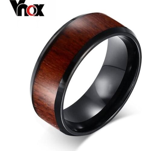 Vnox Mens Wedding Rings Top Quality Tungsten Carbide Rings Engagement Wood Design wholesale