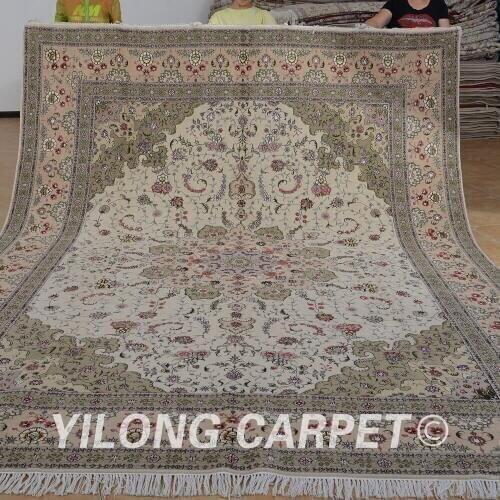 Yilong 9'x12' handmade turkish silk wool carpets exquisite Kashmir persian wool rug (1388)