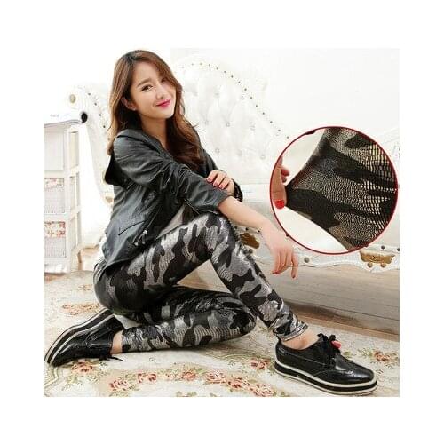 Camo Leggins Faux Leather Woman Leggings High Quality High Waist Jeans Camouflage Leggings For Women Stretch Pants Women Snake