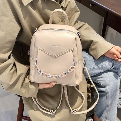 Womens large-capacity backpack, high-quality leather college student youth schoolbag, multifunctional fashion backpack