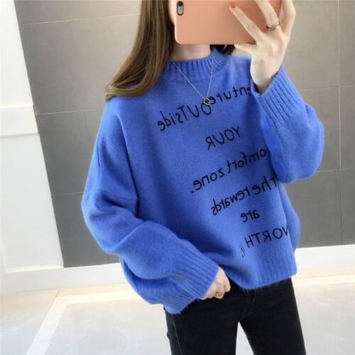 Womens Letter Pattern Sweater Embroidery Fashion Women Winter New 2019 Autumn Pullovers Long Sleeve Sweater NS4397