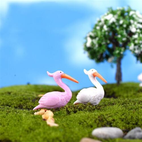 ZOCDOU 2 Pieces Flamingo Lucky Bird Model Small Statue Figurine Micro Crafts Ornament Miniatures DIY Home Room Decor Toys