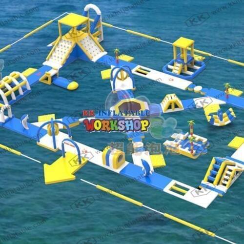 0.9mm pvc floating commercial inflatable water slide park