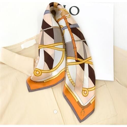 100% Real Silk Scarf Square Lady Foulard High Quality Bandana Women Bandana Printed Hair Scarves Bag Tie Soft Neckerchief New